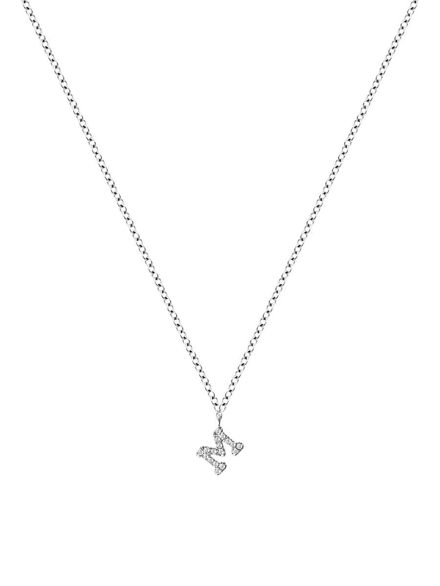 Womens 14K White Gold Diamond Intial Pendant Necklace Product Image
