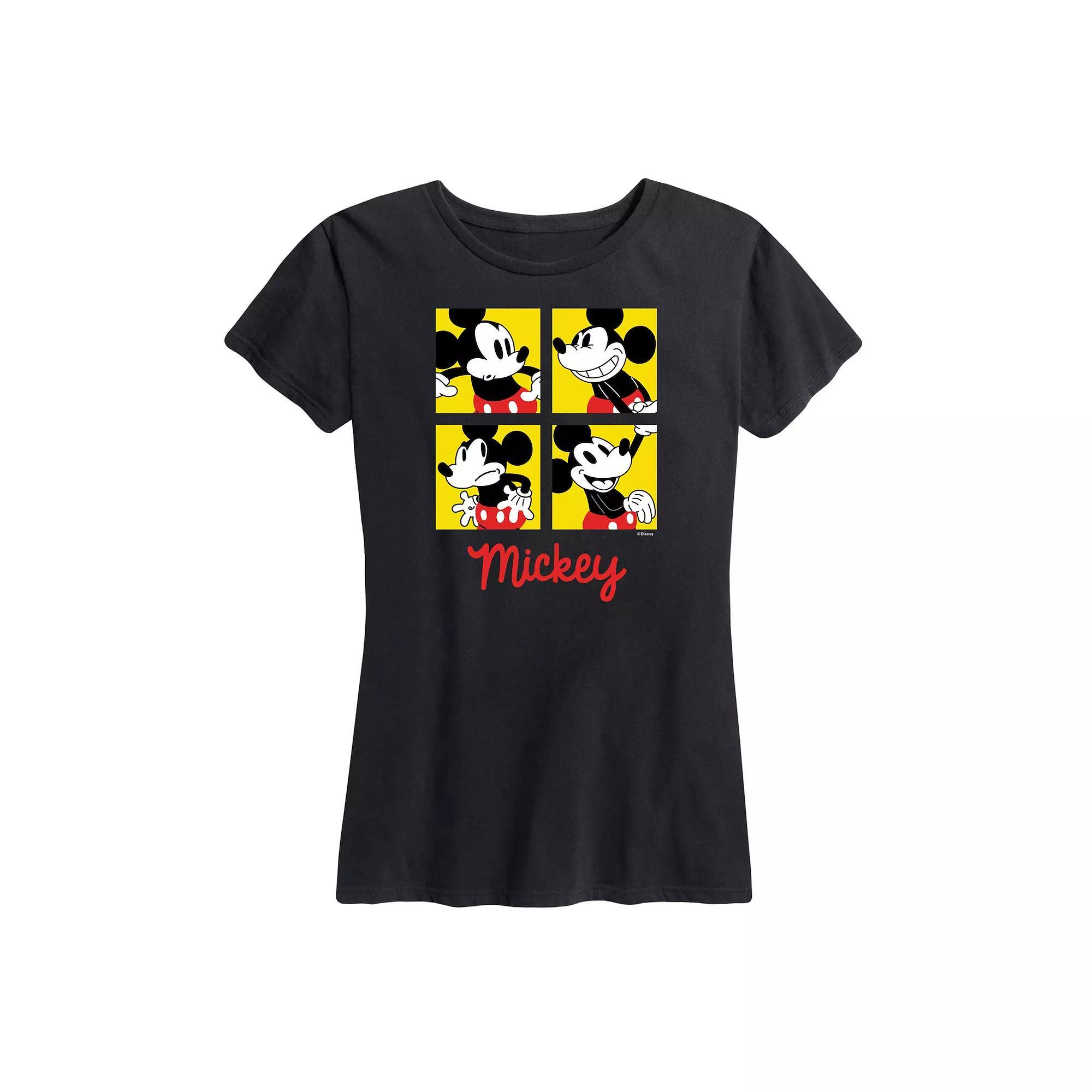 Disney's Mickey Mouse Women's Grid Graphic Tee, Size: Large, Grey Gray Product Image