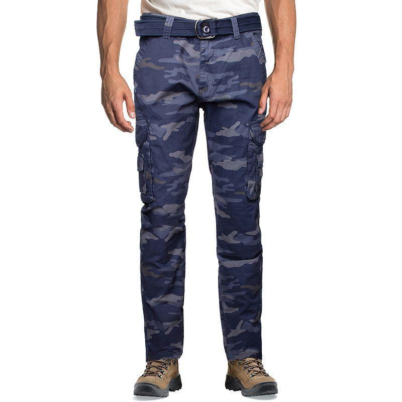 Mens Xray Slim-Fit Belted Cargo Pants Green Product Image