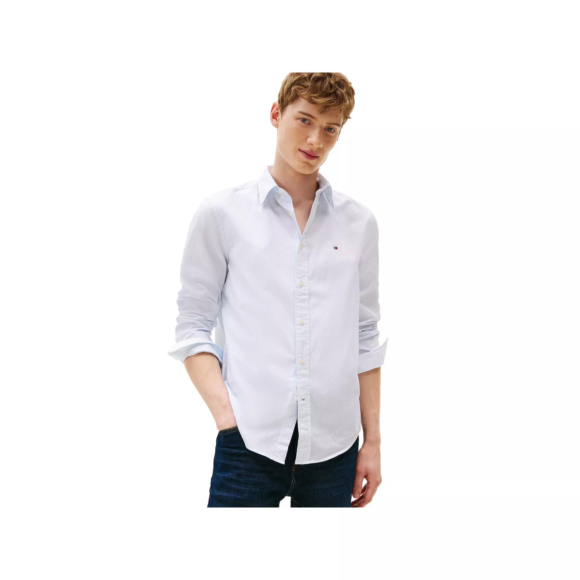 Men's Tommy Hilfiger Woven Long Sleeve Button Down Shirt, Size: XL, Optic White Print Product Image