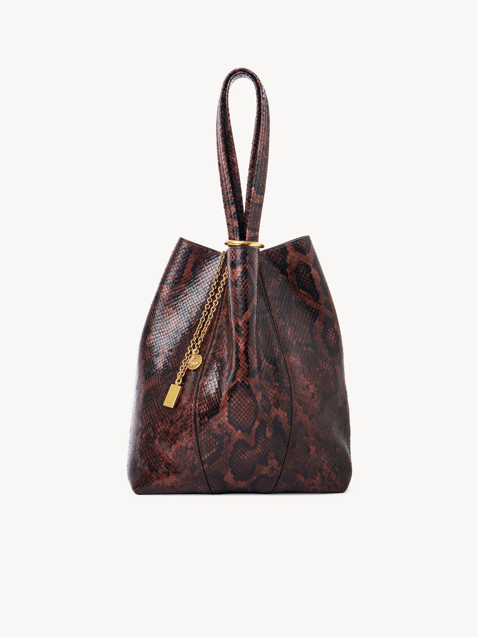 Chloé Spin tote bag in python-effect leather Product Image