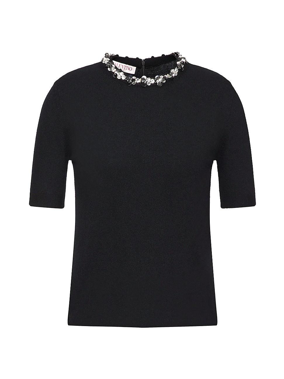 Womens Embroidered Wool Sweater Product Image