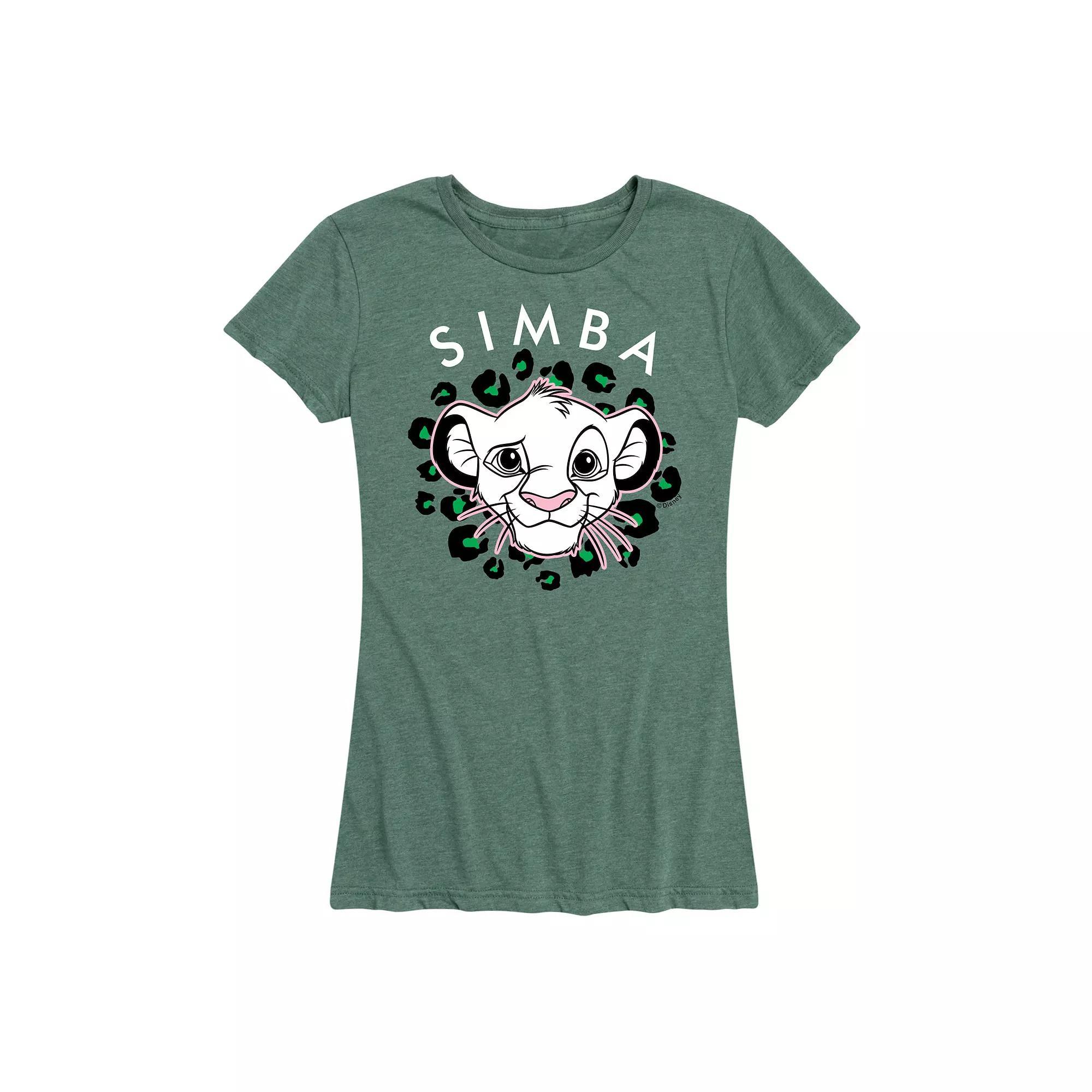 Disneys Lion King Simba Womens Green Spots Graphic Tee Grey Gray Product Image