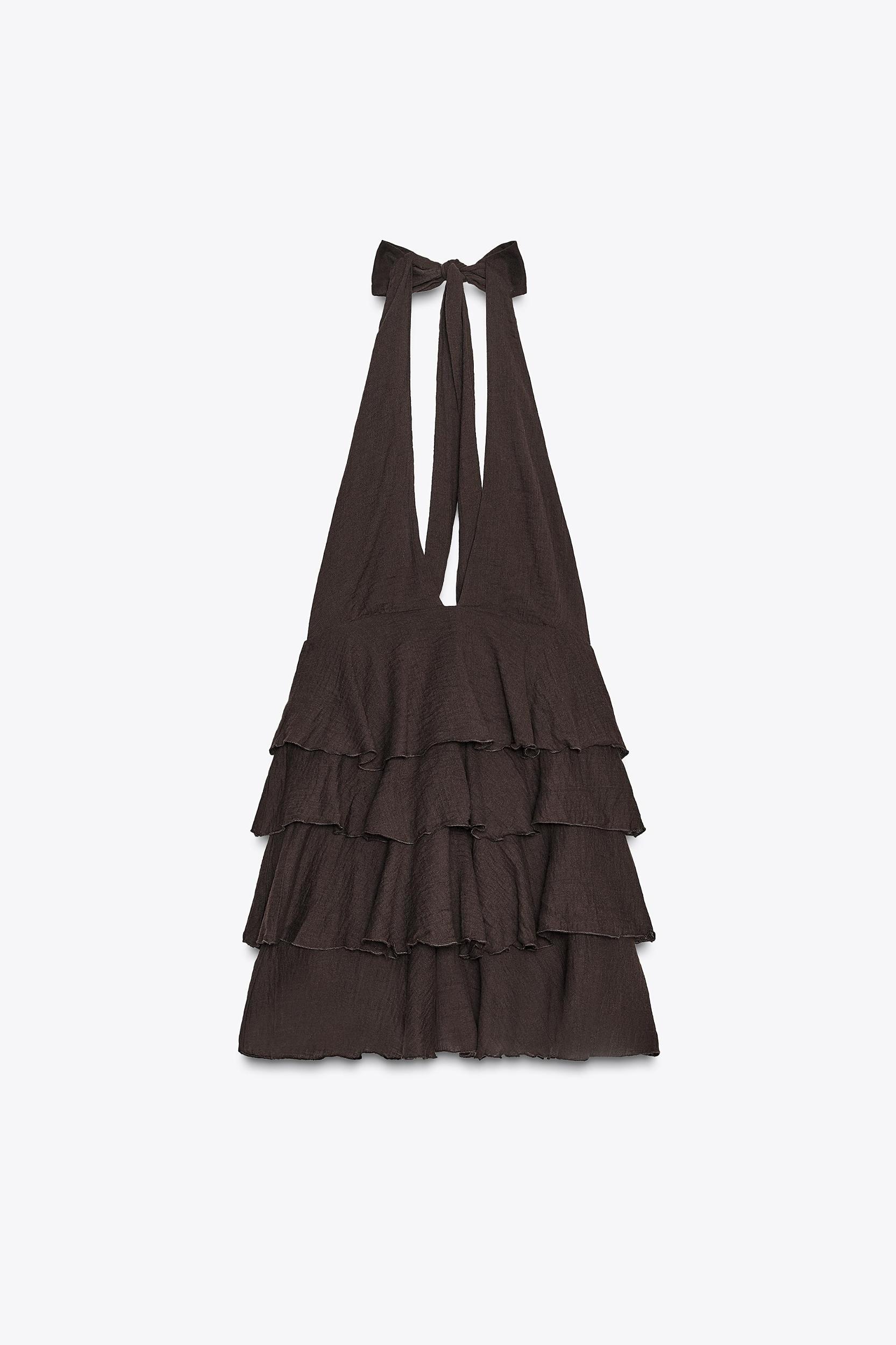 RUFFLED CHIFFON SHORT DRESS Product Image