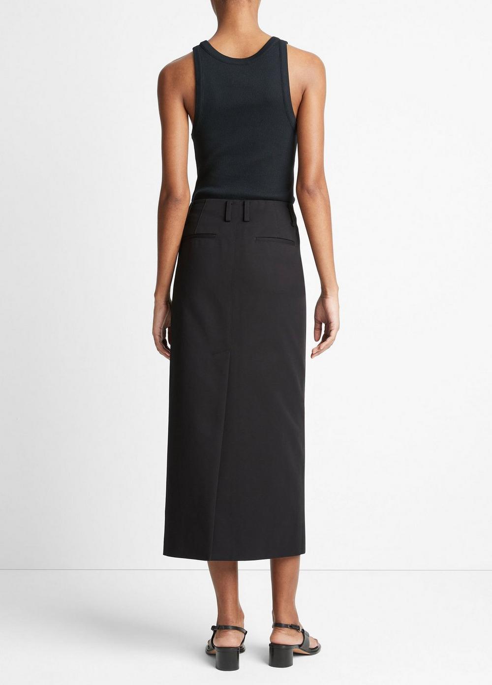 Womens Cotton Low-Rise Straight Trouser Skirt, Black, Size 0 Vince Product Image