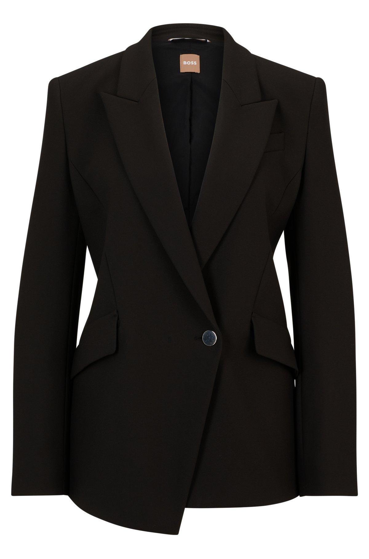 Regular-fit jacket in stretch fabric with asymmetric front Product Image