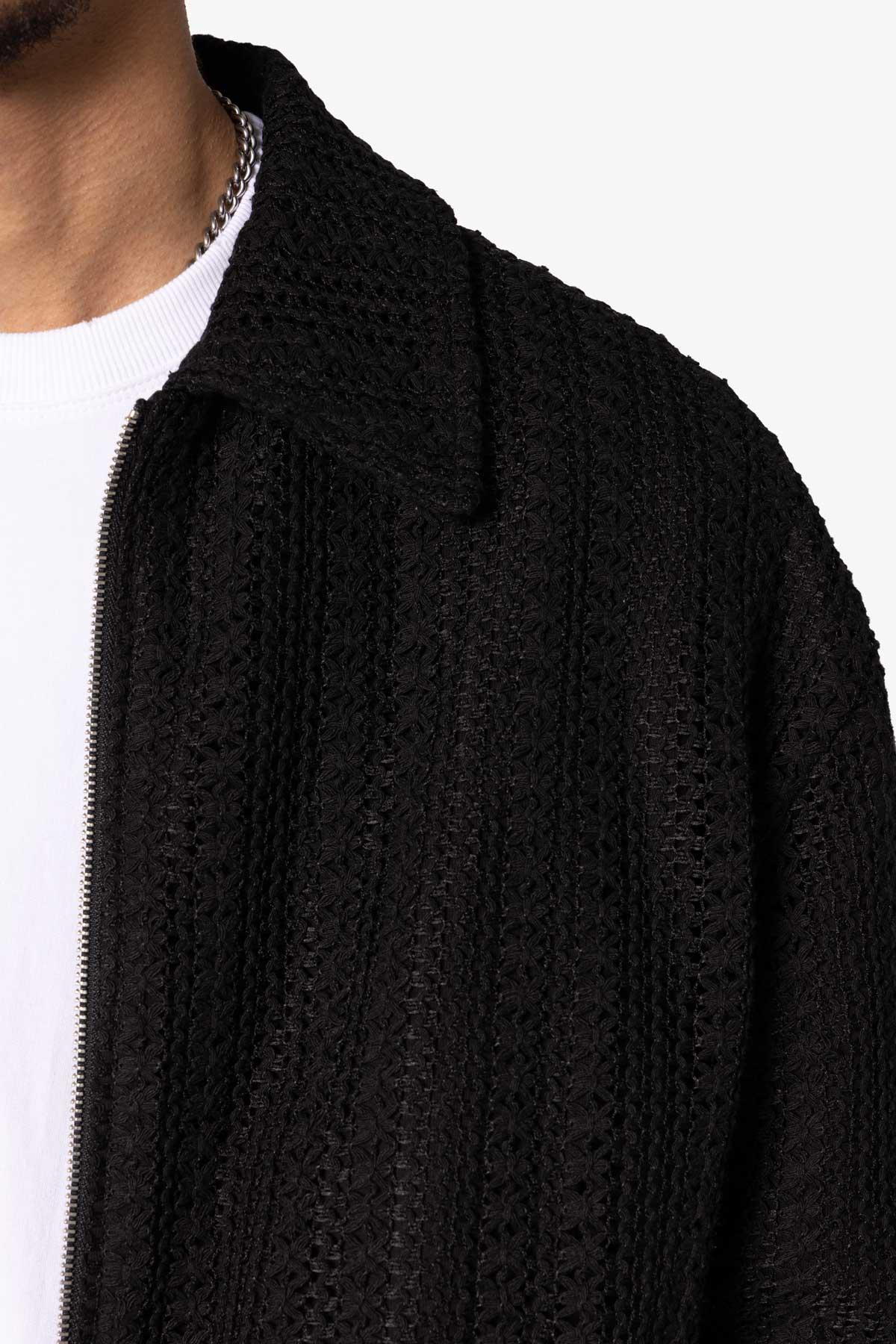 Crochet Bomber Jacket - Black Product Image