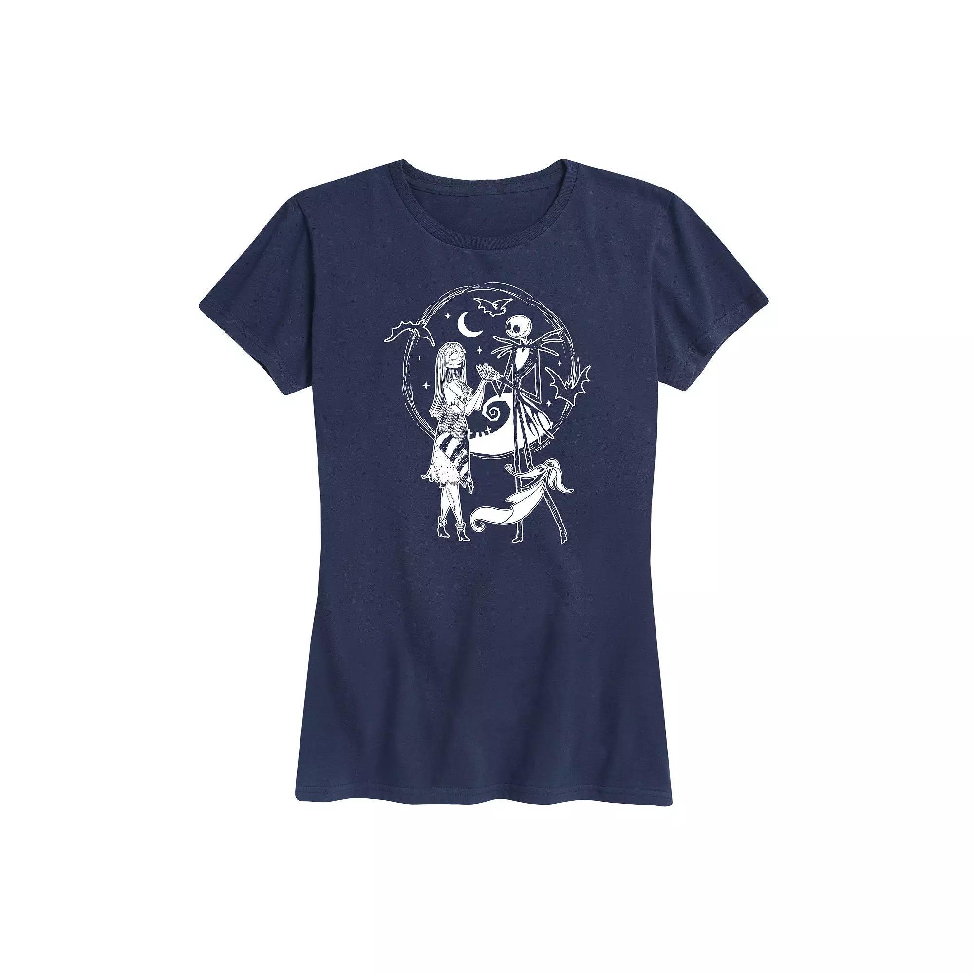 Disneys Nightmare Before Christmas Womens Jack Sally Zero Graphic Tee, Girls Grey Gray Product Image