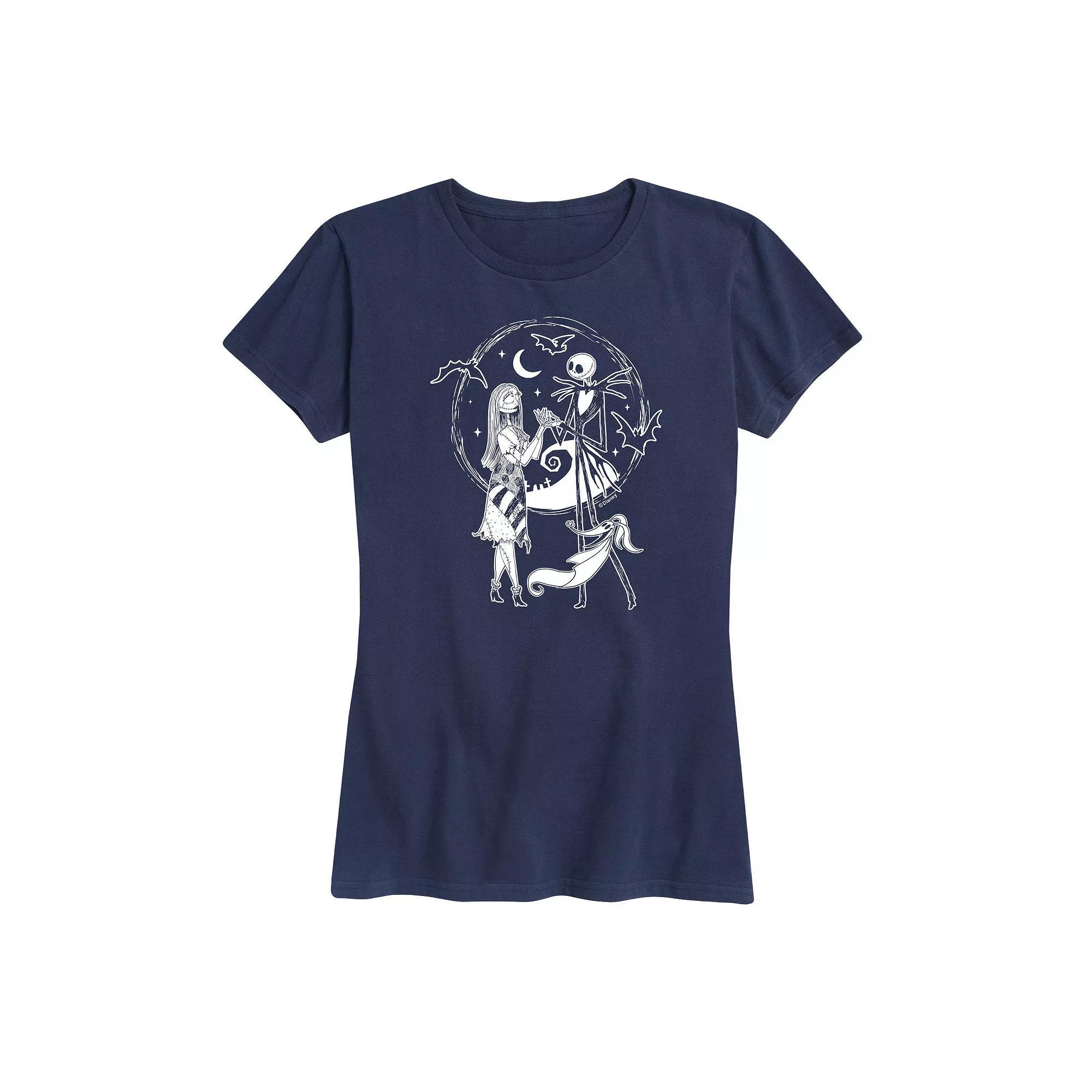 Disneys Nightmare Before Christmas Womens Jack Sally Zero Graphic Tee, Girls Grey Gray Product Image