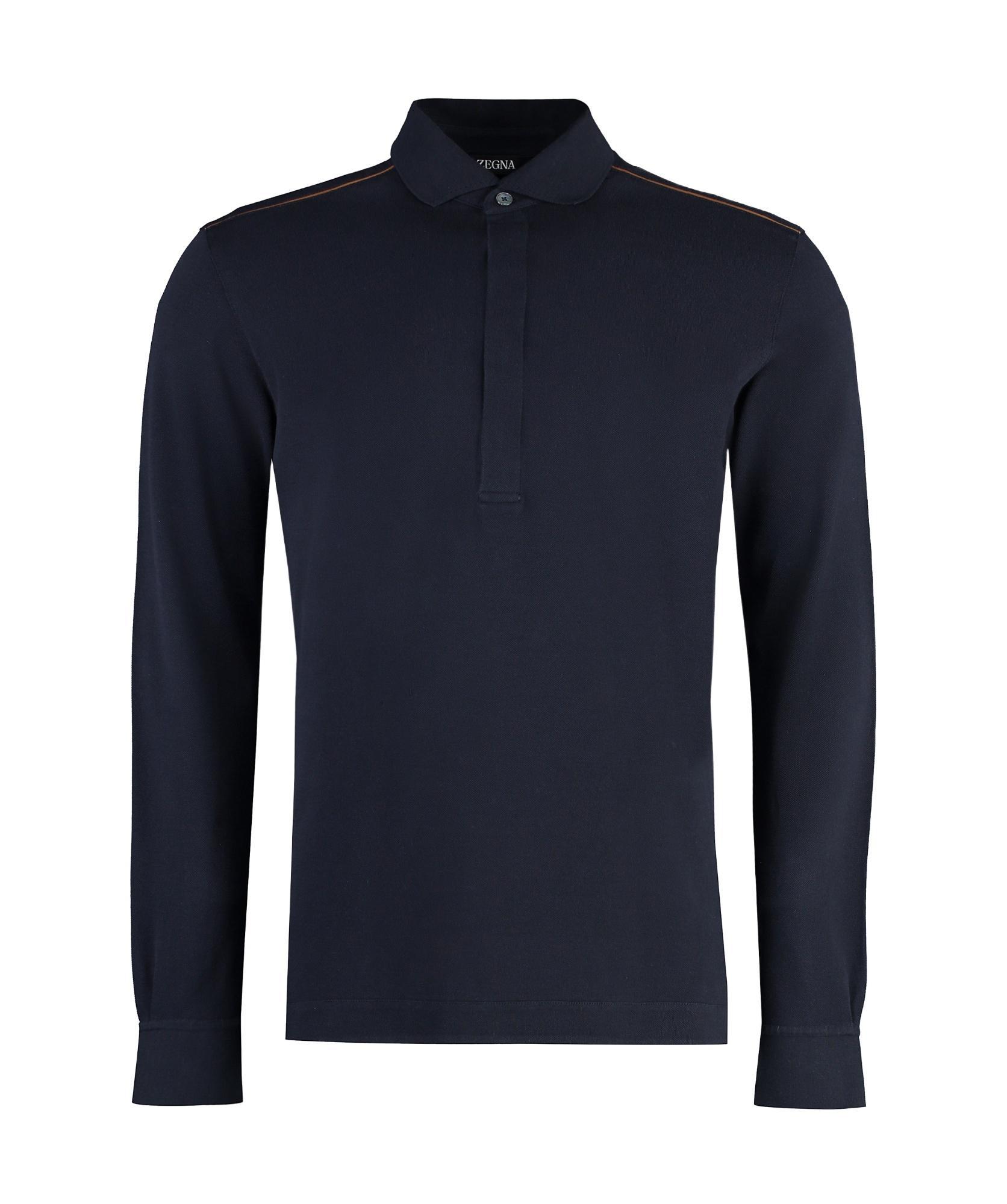 ZEGNA Long-sleeved Polo Shirt In Blue Product Image