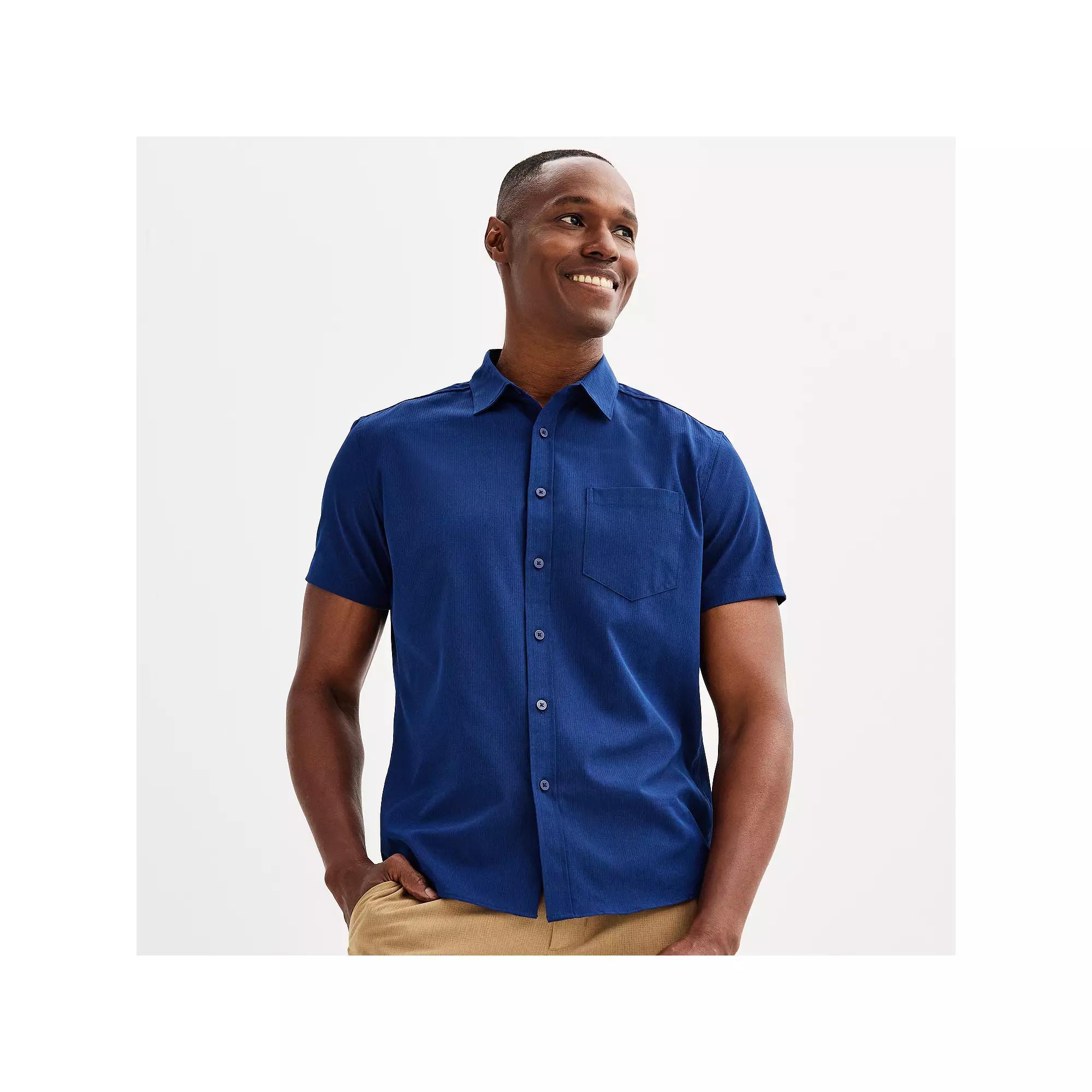 Men's FLX Slim Performance Untucked-Fit Button Down Shirt, Size: Large SLIM, Red Tasting Product Image