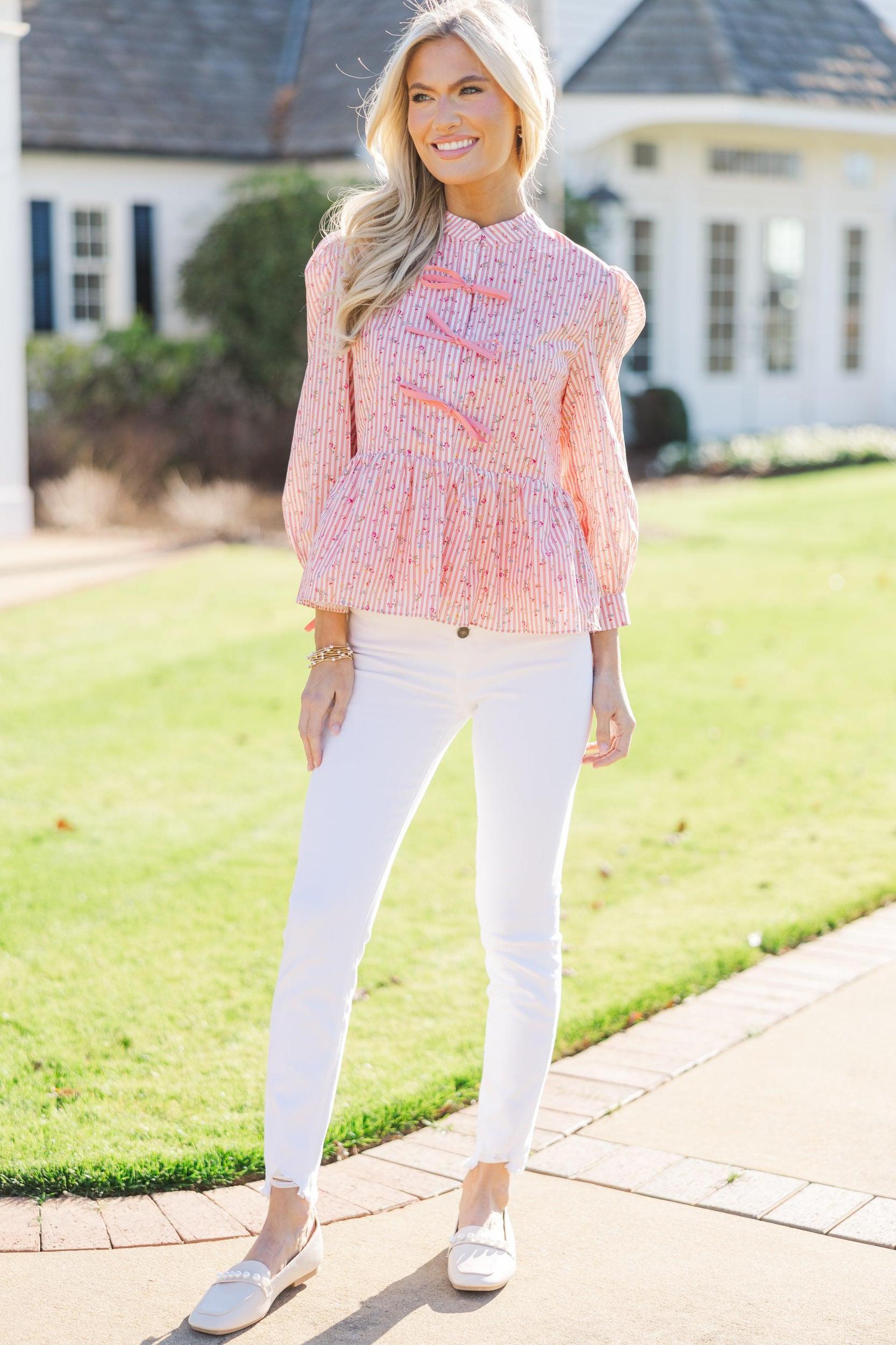 Endless Love Pink Striped Blouse Female Product Image