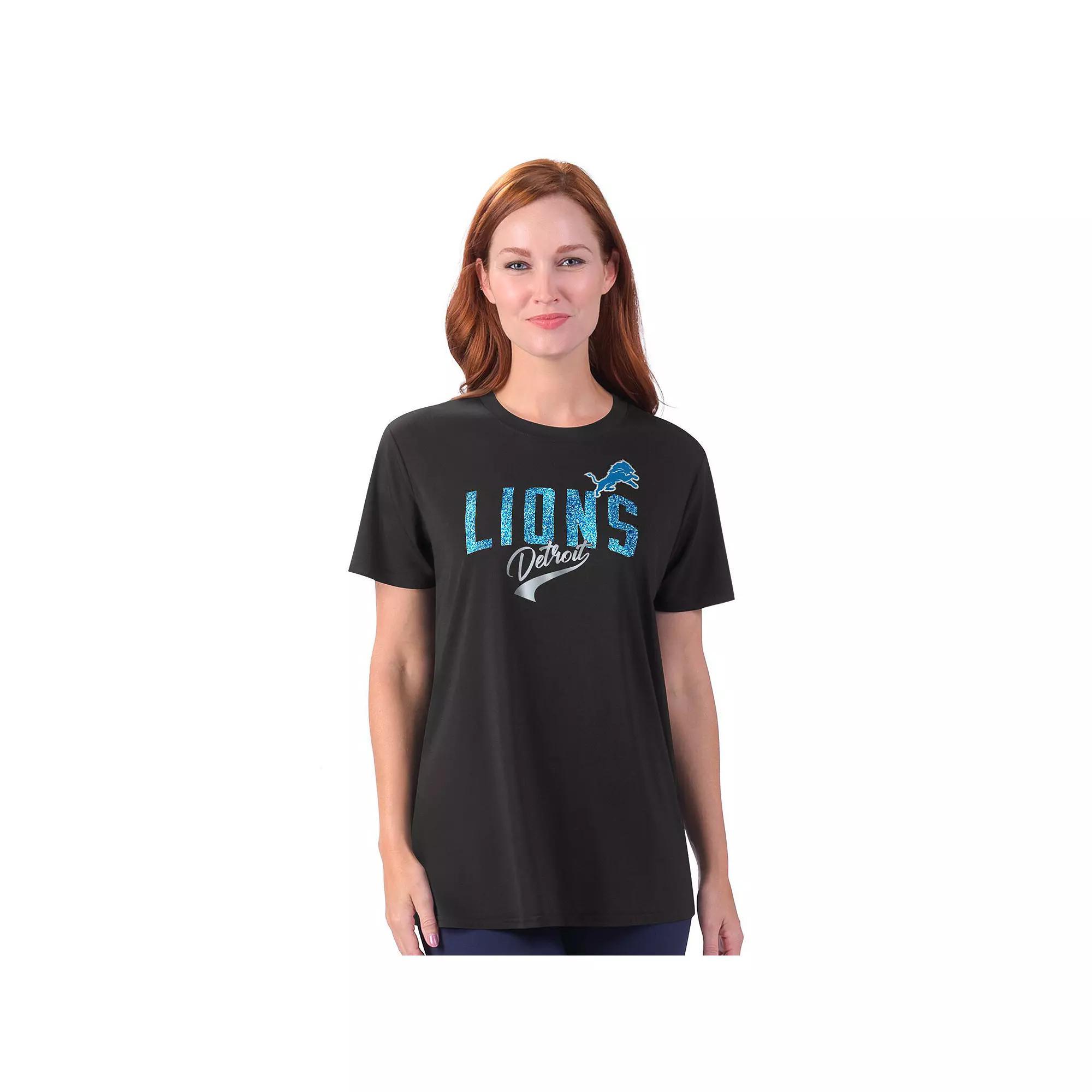 Women's G-III 4Her by Carl Banks Black Detroit Lions Jacey Performance T-Shirt, Size: Medium Product Image