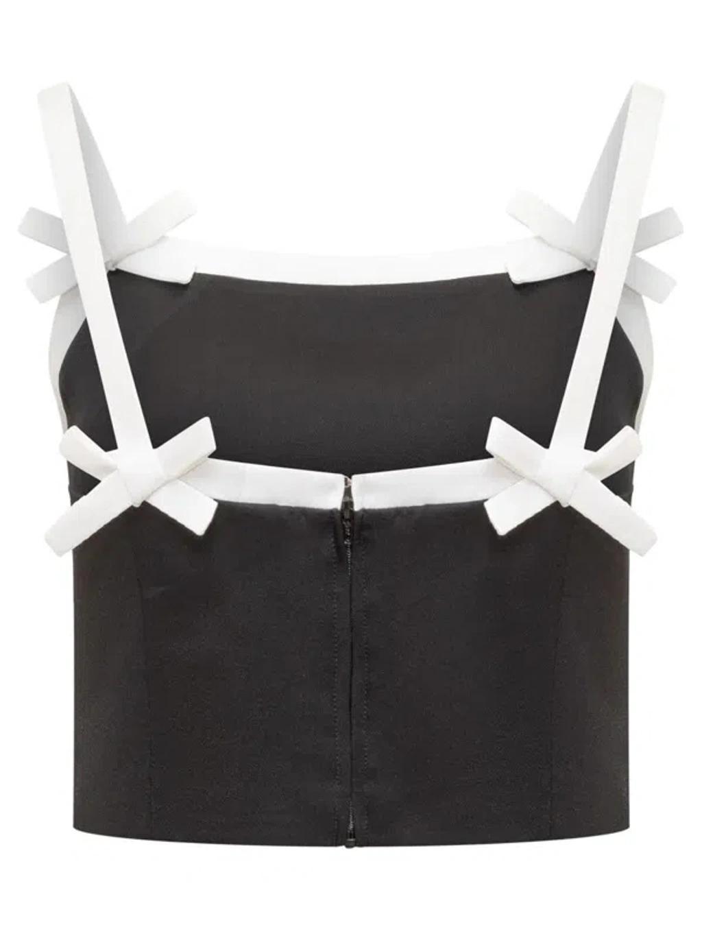 MSGM Bow Detailed Cropped Top In Black Product Image