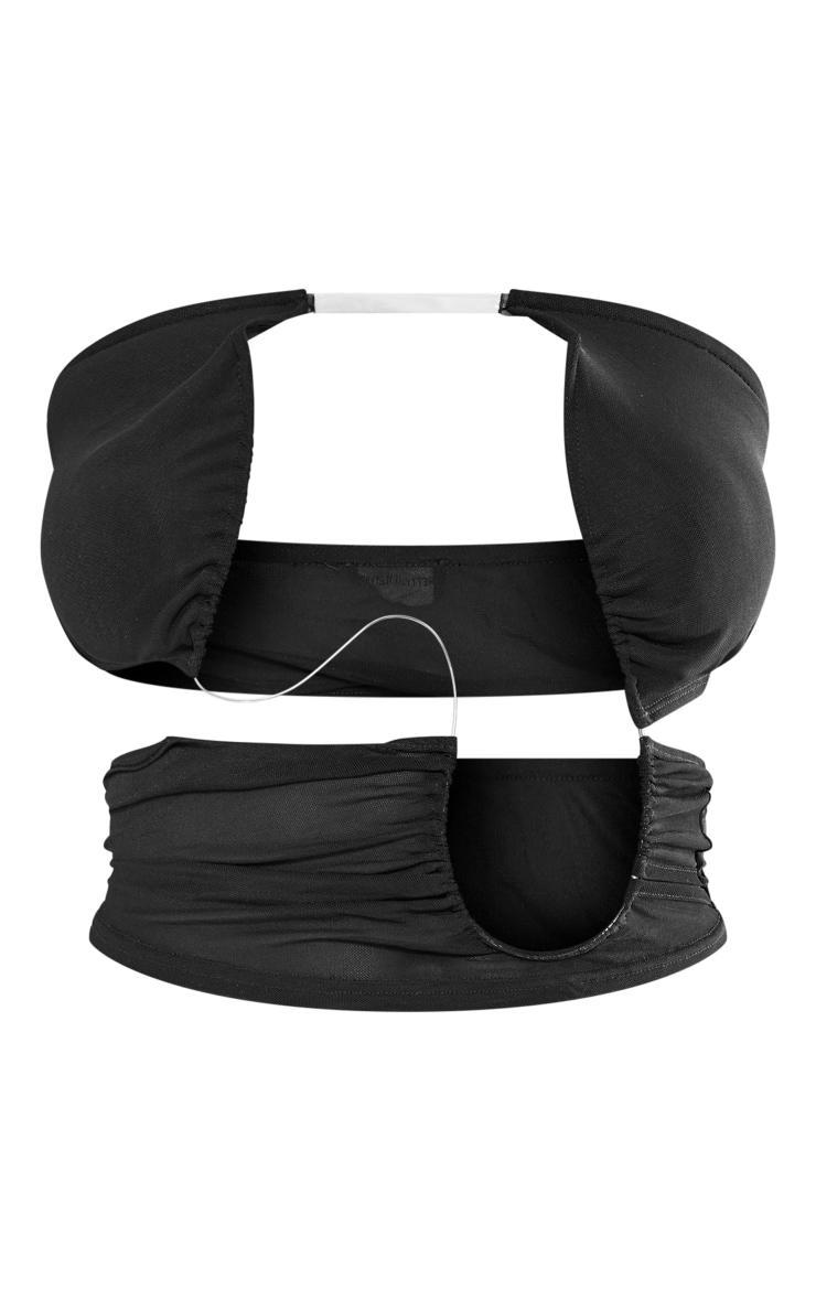  Black Mesh Wiring Detail Crop Top Product Image