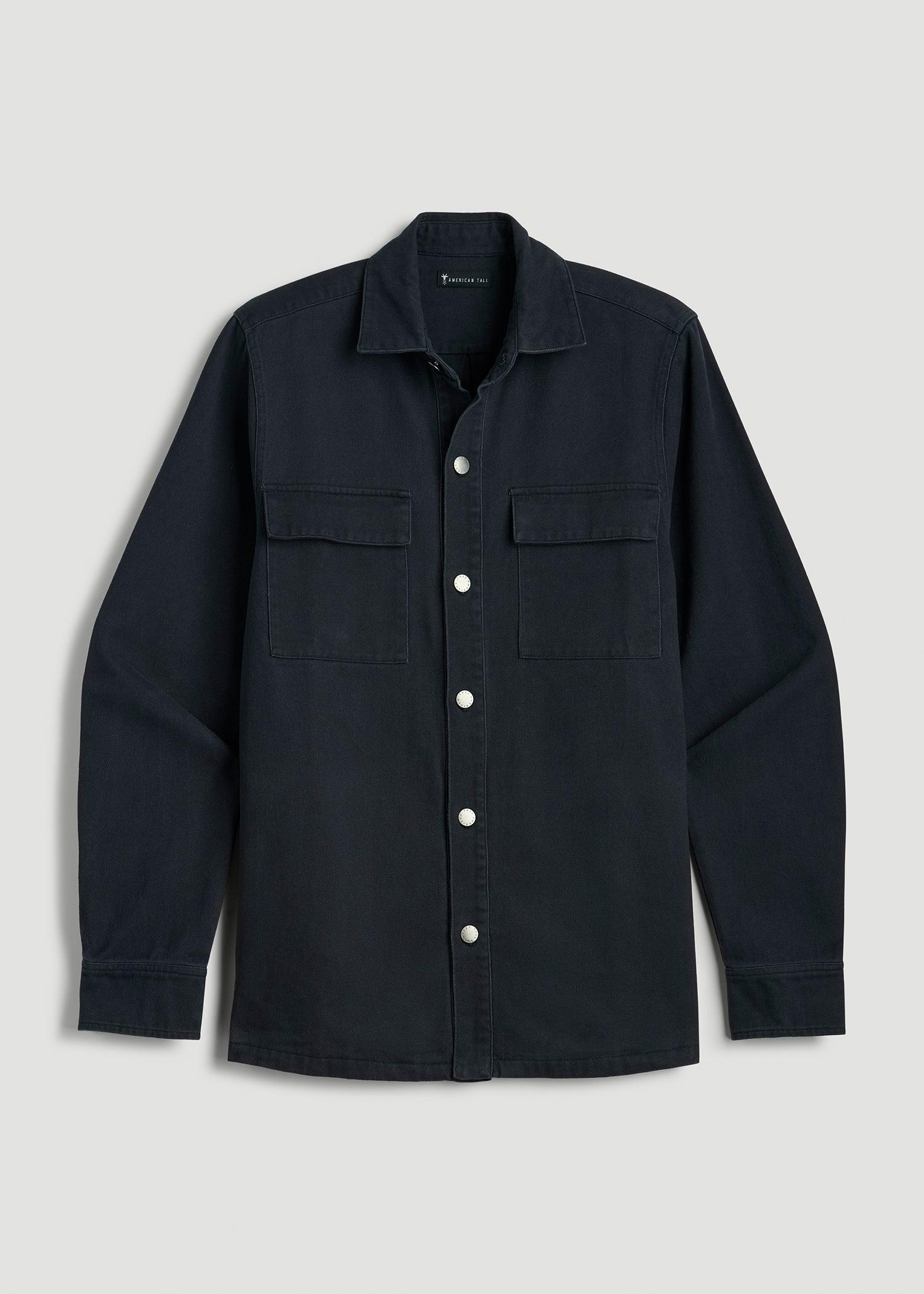 Casual Twill Shirt Jacket for Tall Men in Evening Blue Product Image