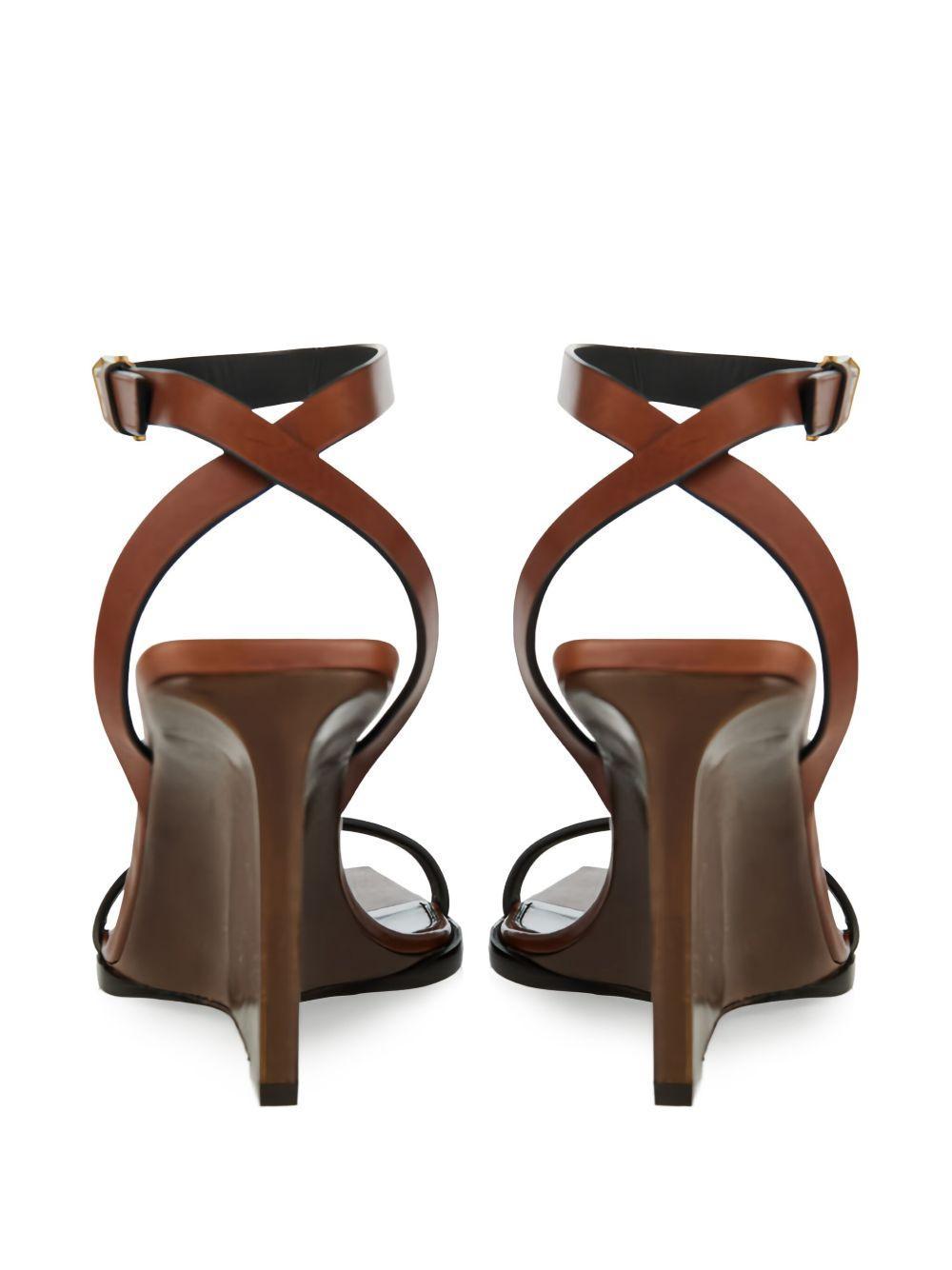 90mm May leather ankle-strap wedge sandals Product Image