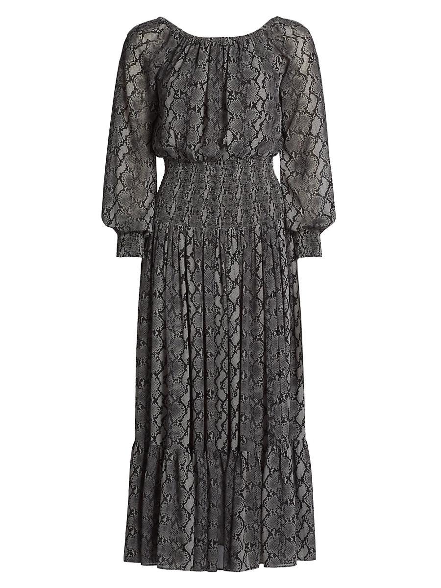 Womens Boatneck Smocked Maxi Dress Product Image