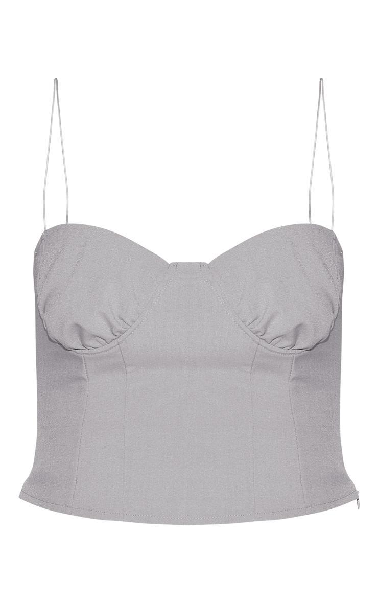 Grey Ruched Bust Spaghetti Strap Top Product Image