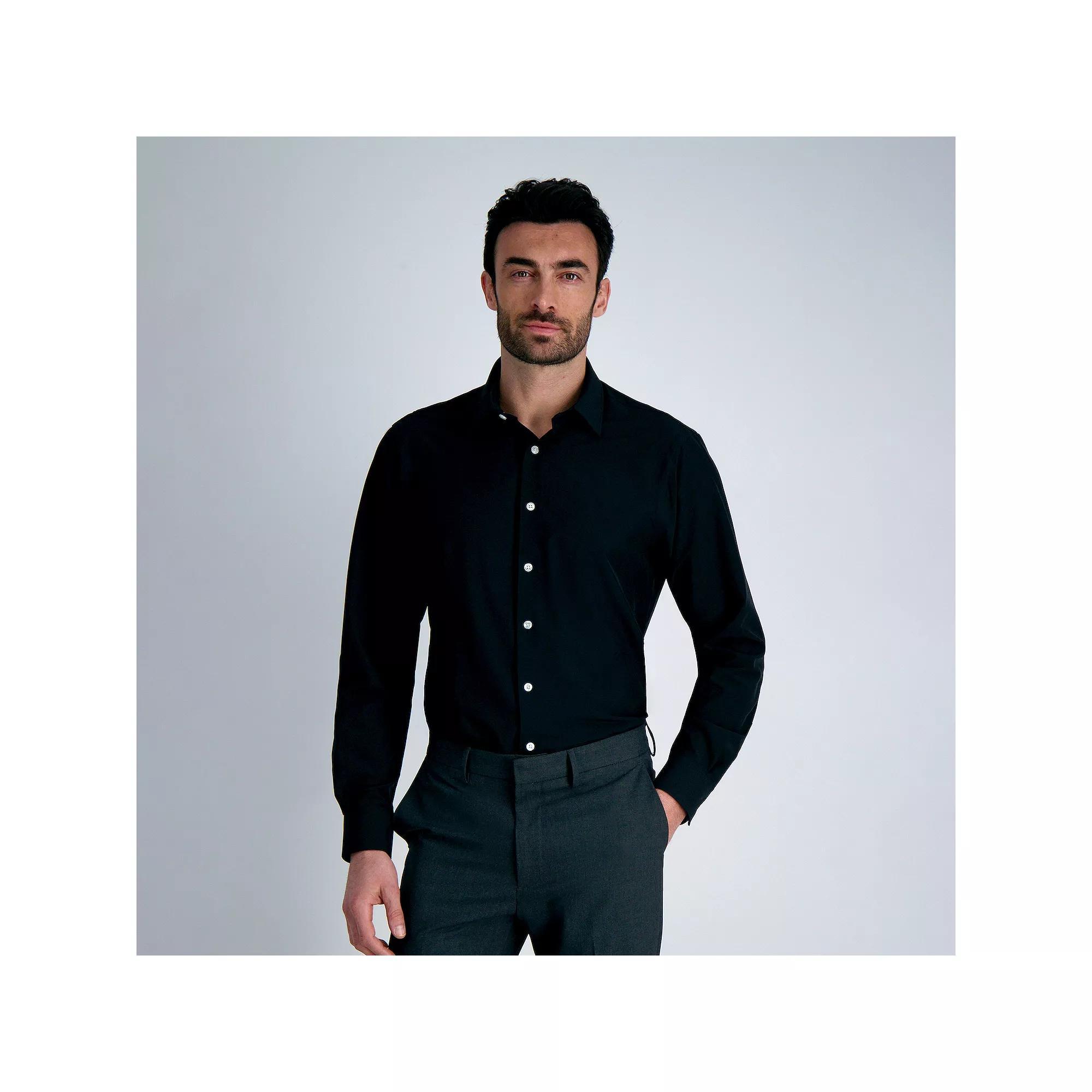 Men's Haggar® Smart Wash® Classic Fit Wrinkle Free Dress Shirt, Size: 16.5-34/35, Black Product Image