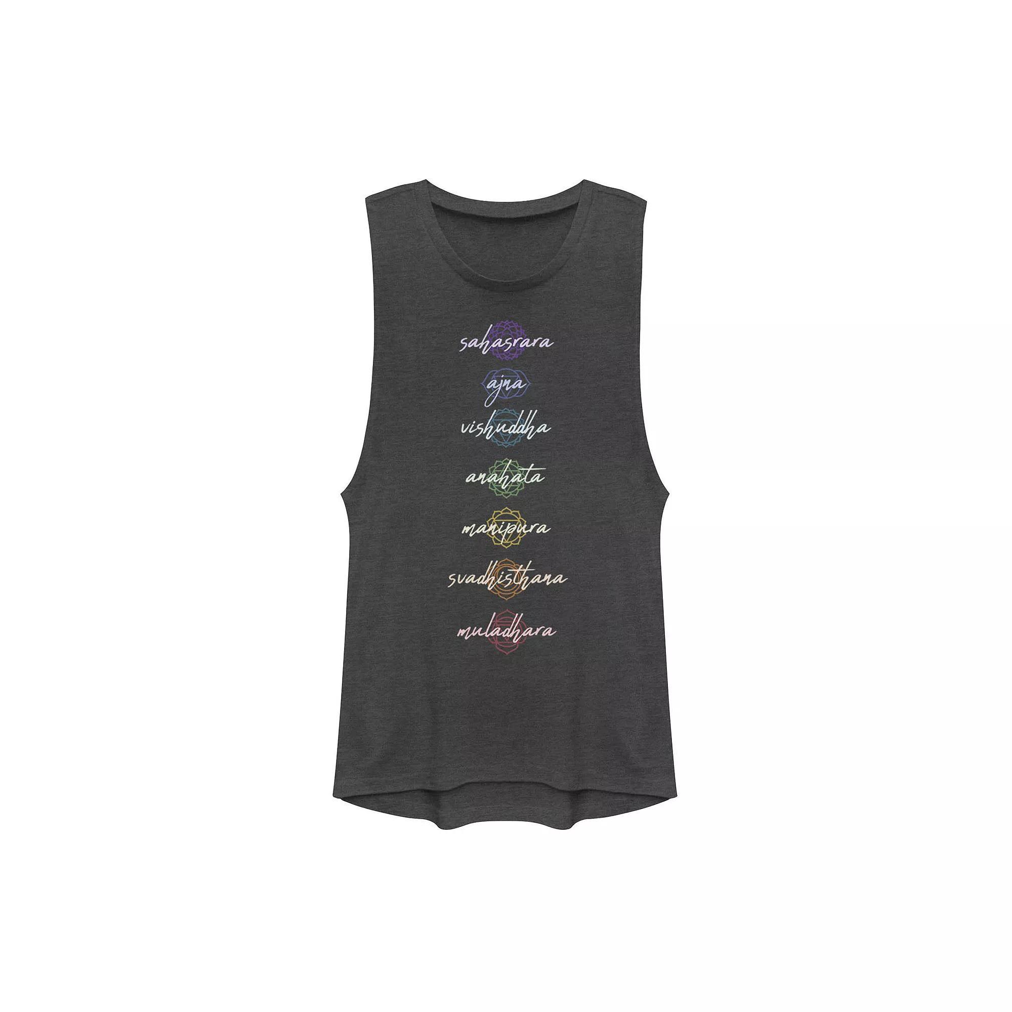 Juniors' NASA Repeating Rainbow Logo Muscle Tank Top, Girl's, Size: XS, Denim Grey Product Image