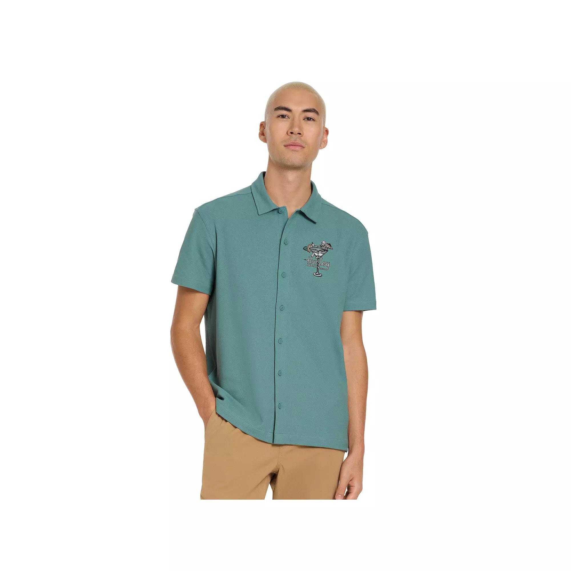Men's Hurley Embroidered Button Down, Size: XL, Artillery Product Image