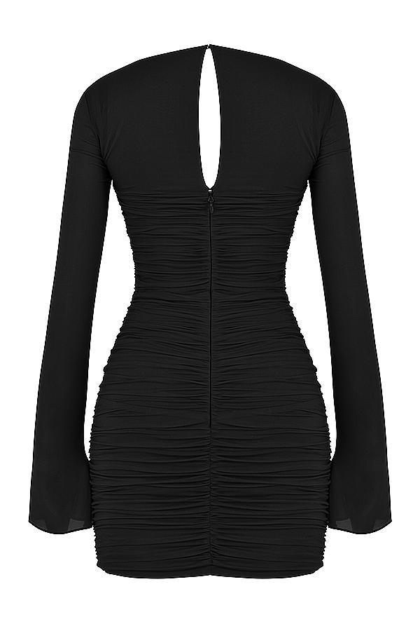 Camille  black real silk cutout mini dress Product Image