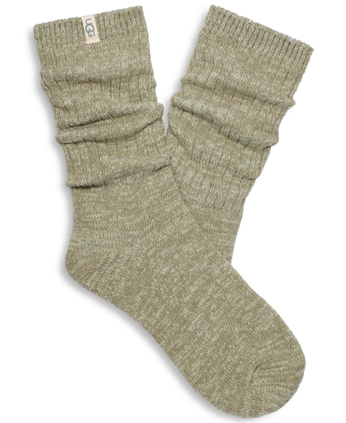 UGG Womens Rib Knit Slouchy Crew Sock Polyester Blend/Recycled Materials Socks in White/ Product Image