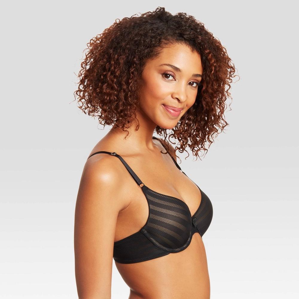 Maidenform Self Expressions Womens Striped T-Shirt Bra 5701 2pk - Beige/Black Stripe 34A Product Image