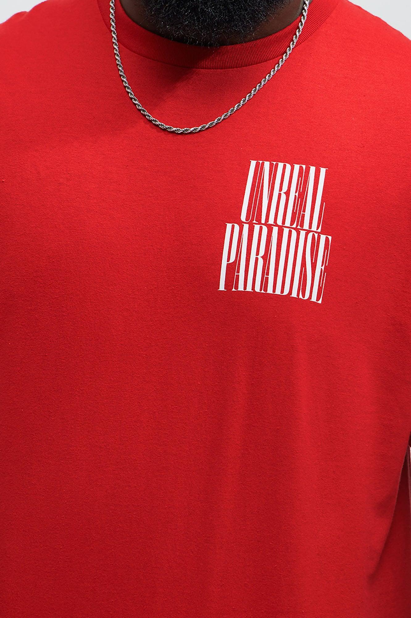 Unreal Paradise Short Sleeve Tee - Red Product Image