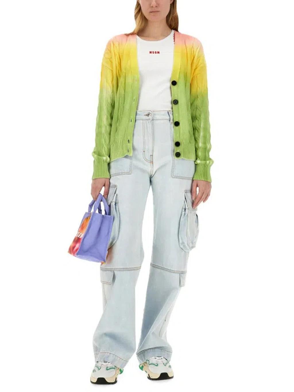 MSGM Cable-knit Cardigan In Multicolour Product Image
