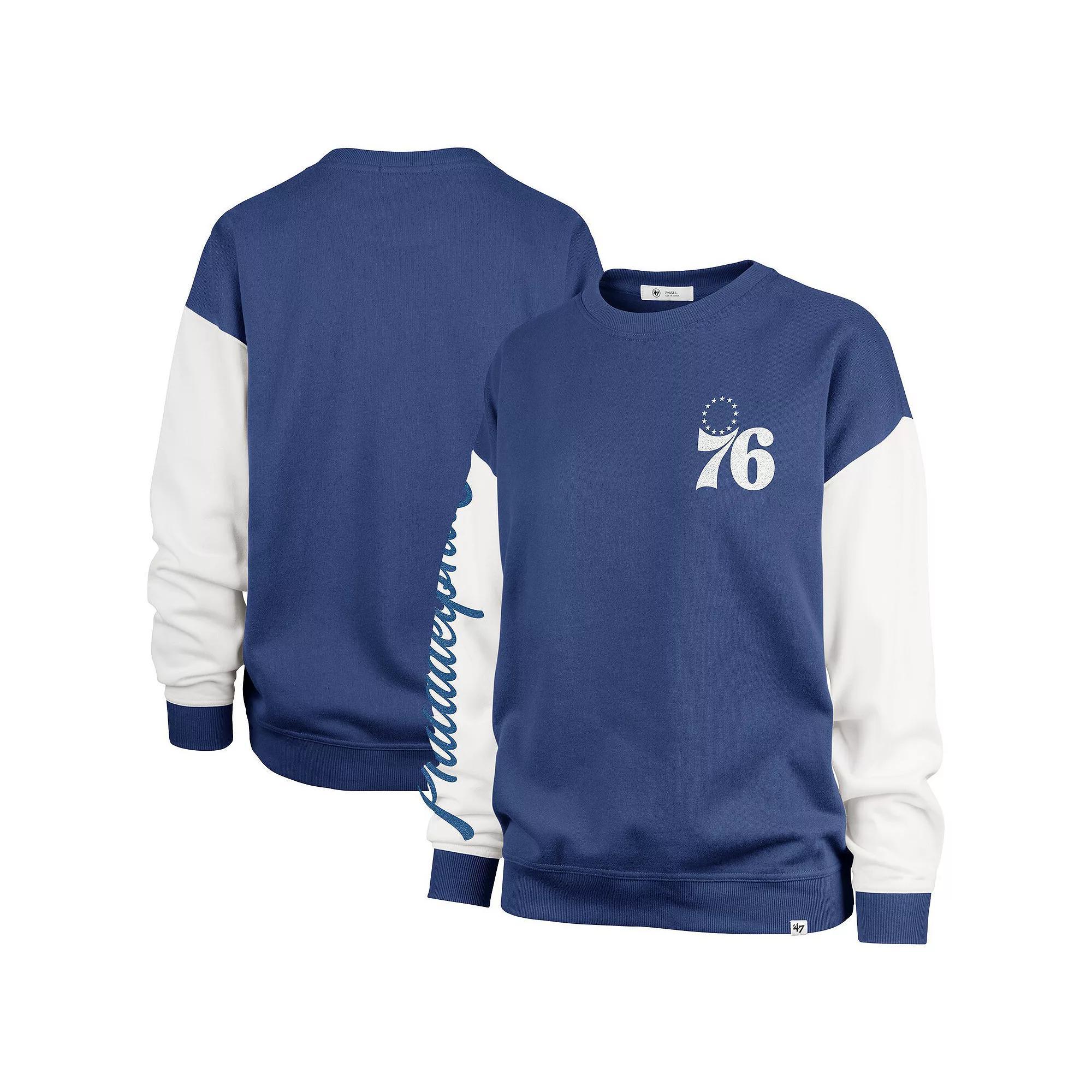 Women's '47 Royal Philadelphia 76ers Plus Size Oversized Rise Andie Pullover Sweatshirt, Size: 3XL, 76r Blue Product Image
