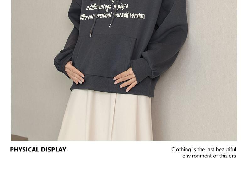 Drawstring Drop Shoulder Lettering Hoodie Product Image