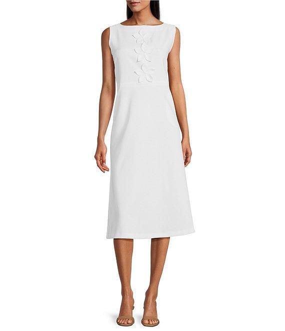 IC Collection Knit Boat Neck Sleeveless Floral Applique Midi Dress Product Image