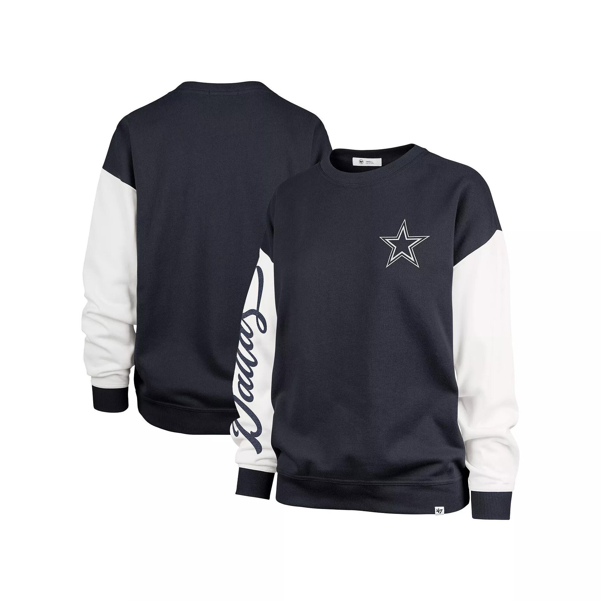 Women's '47  Blue Dallas Cowboys Double Header Rise Andie Pullover Sweatshirt, Size: Medium Product Image