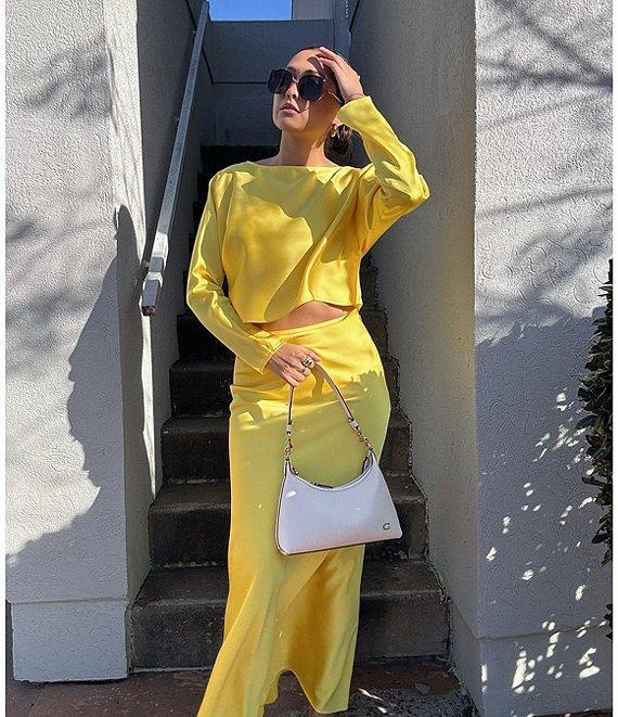 Antonio Melani Bella A-Line Satin Maxi Skirt Product Image