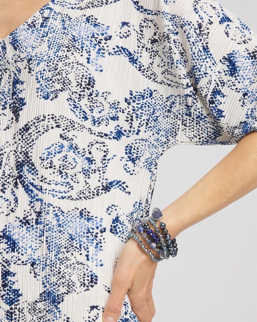 Snakeskin Print Crinkle Elbow Sleeve Tee Product Image