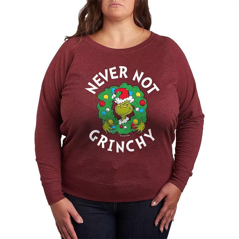 Plus Size Salem Witchy Collegiate French Terry Long Sleeve Tee, Womens Grey Blue Product Image