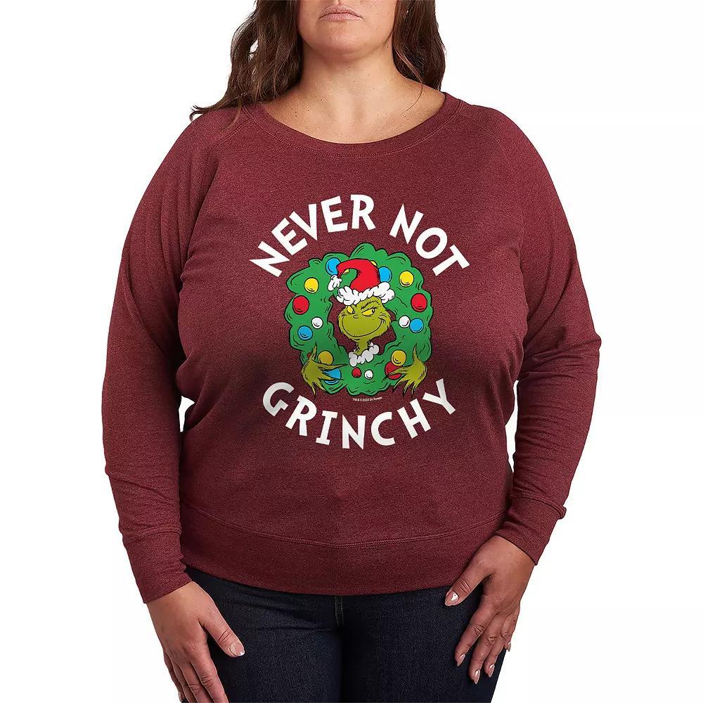 Plus Size Salem Witchy Collegiate French Terry Long Sleeve Tee, Womens Grey Blue Product Image