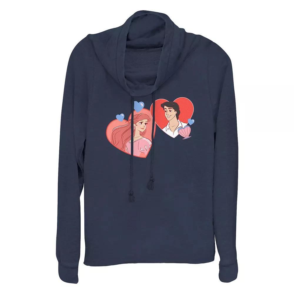 Disney's The Little Mermaid Ariel And Prince Eric Hearts Full Of Love Plus Size Cowlneck Graphic Lightweight Long Sleeve, Women's, Size: 1XL, Blue Product Image