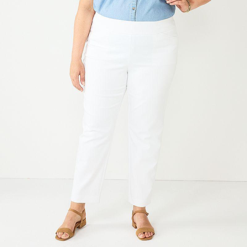 Plus Size Croft & Barrow® Effortless Stretch Pull-On Straight-Leg Pants, Women's, Size: 26 Tall, White Product Image