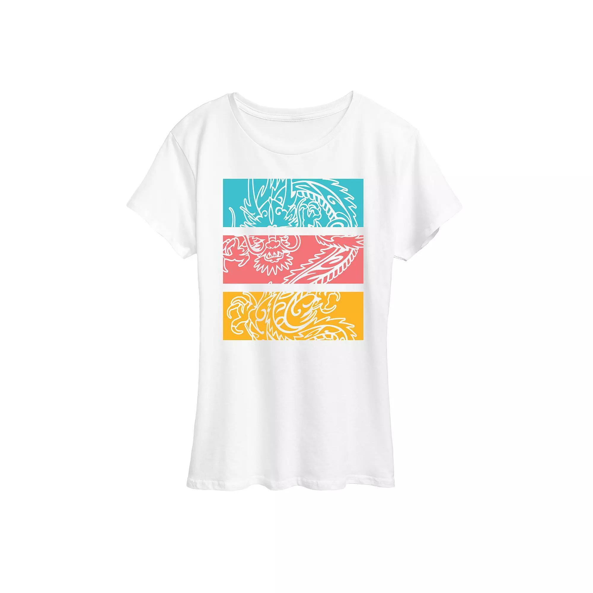 Womens Colorblock Dragon Graphic Tee Product Image