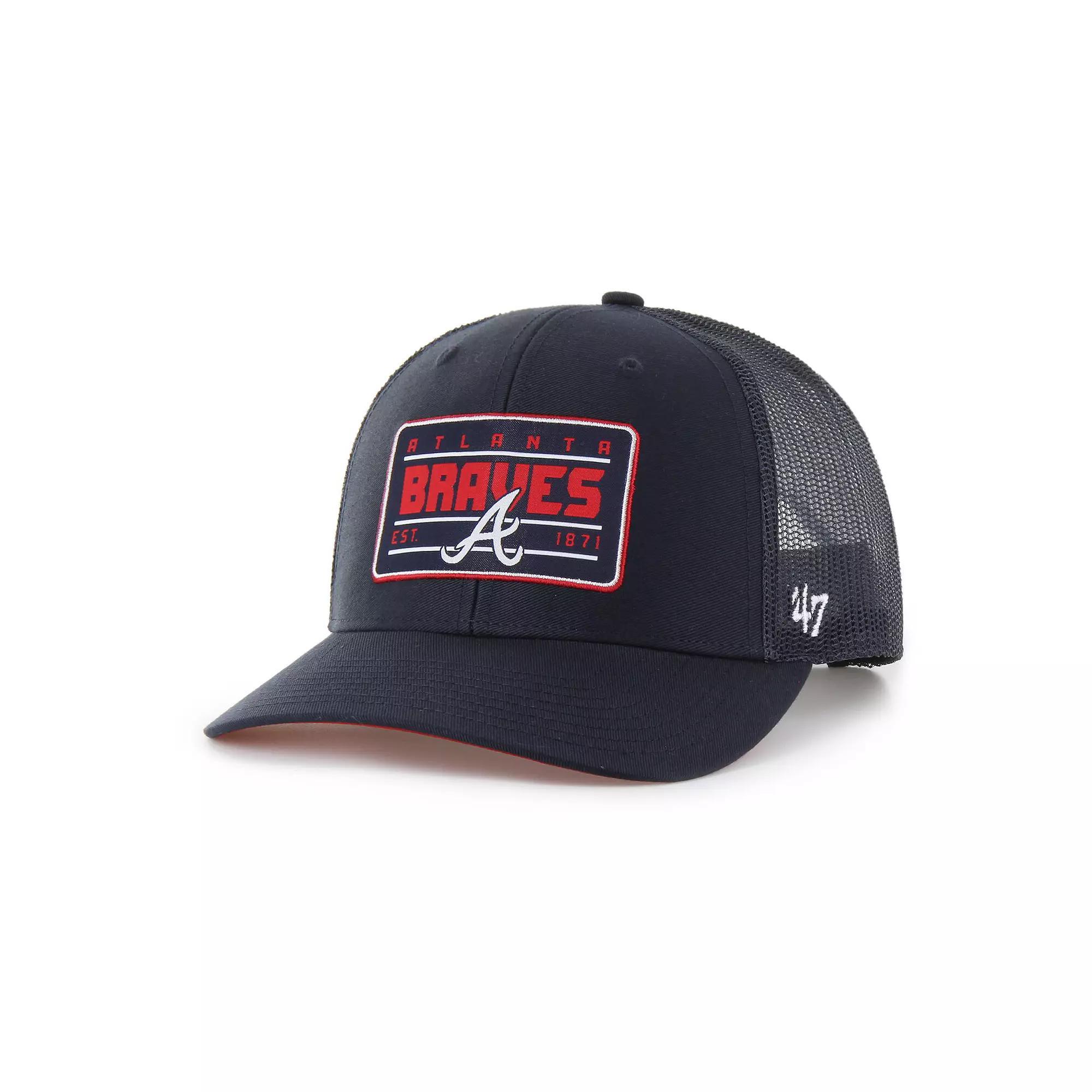 Men's '47 Navy Atlanta Braves Hardline Trucker Adjustable Hat, Blue Product Image
