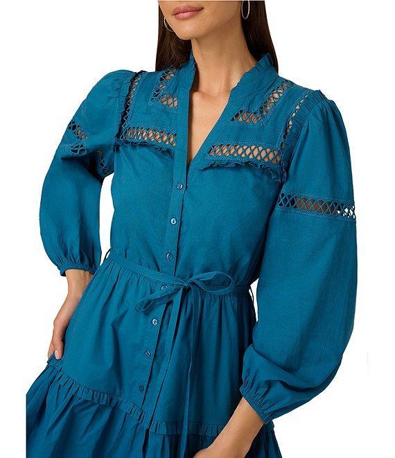 Adrianna Papell Long Sleeve Ruffle Tier Tie Waist Mini Dress Product Image