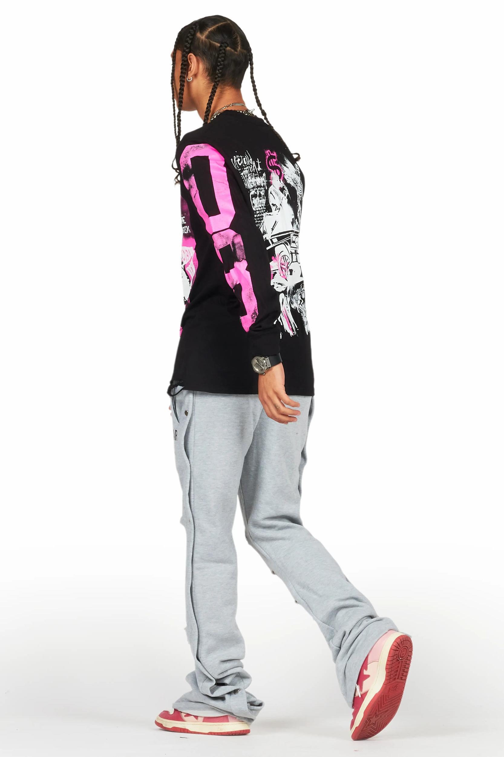 Chance Heather Grey Baggy Snap Button Pant Male Product Image
