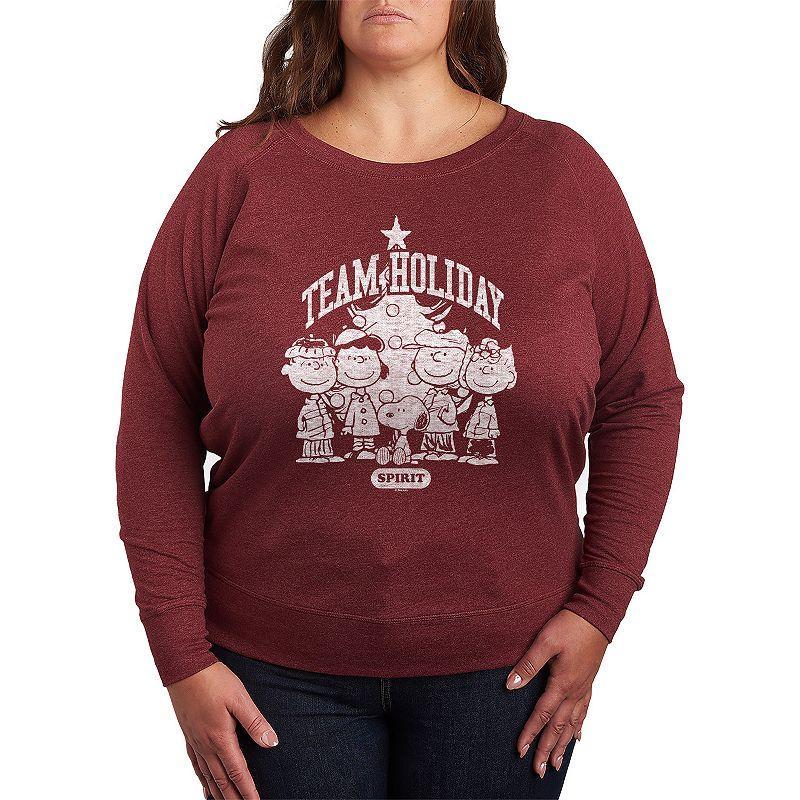 Plus Size Peanuts Snoopy Desert On Moon French Terry Long Sleeve Tee, Women's, Size: 1XL, Grey Indigo Product Image