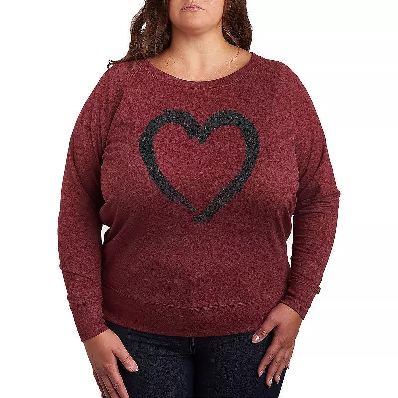 Womens Celestial Butterfly French Terry Long Sleeve Tee Grey Maroon Product Image