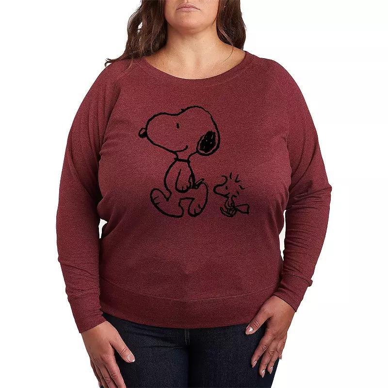 Womens Celestial Butterfly French Terry Long Sleeve Tee Grey Maroon Product Image