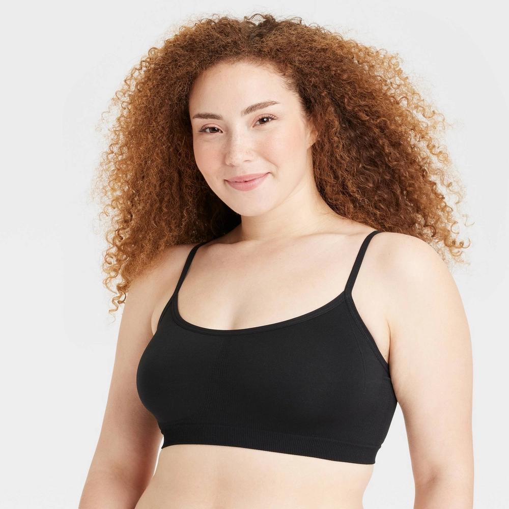 Women's Seamless Bralette - Colsie™ Black S: Nylon, Pull-On, Unlined Cup, Ribbed, Machine Wash, Tumble Dry Product Image