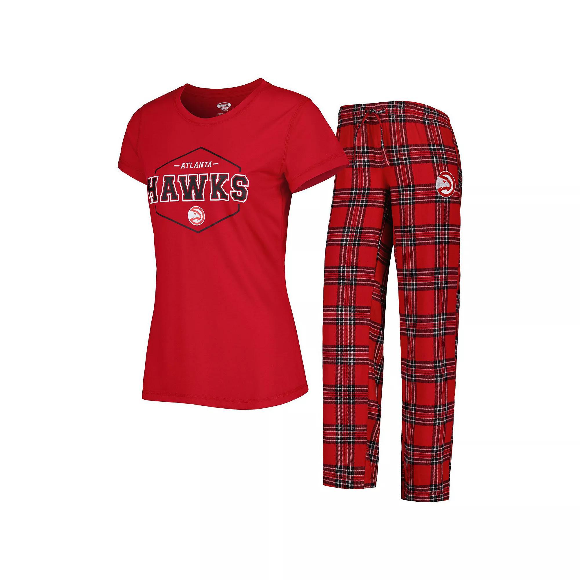 Women's Concepts Sport Red/Black Atlanta Hawks Badge T-Shirt & Pajama Pants Sleep Set, Size: XL Product Image